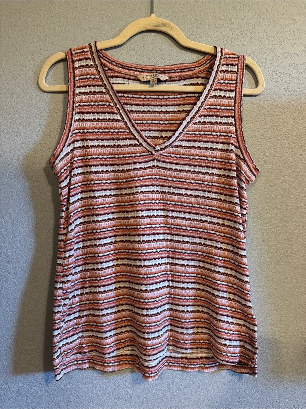Liverpool Los Angeles Abstract Stripe Sleeveless Knit Top
